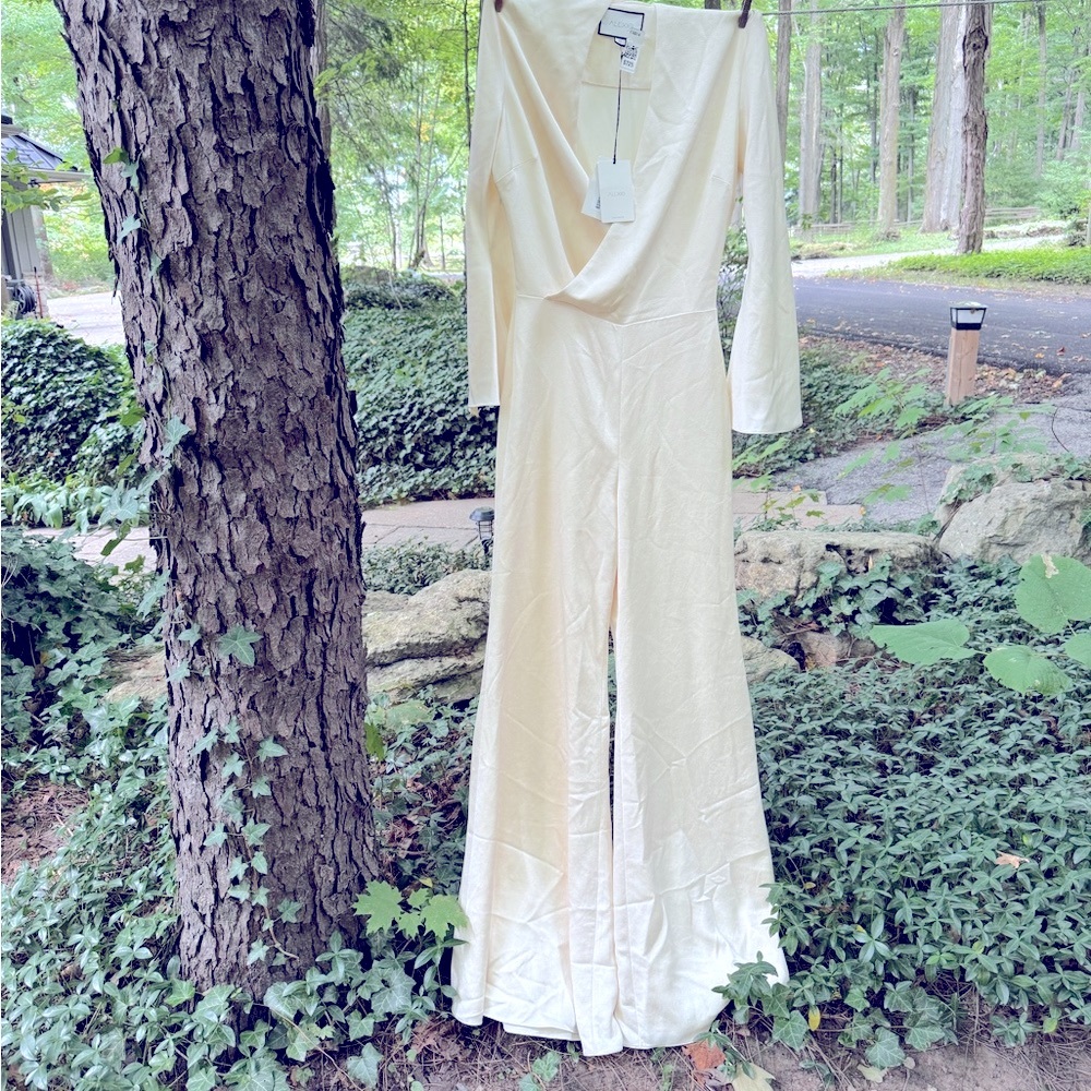 Alexie Cream Long-Sleeve Jumpsuit